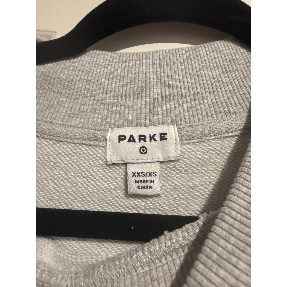 Parke Womens Mock Neck Sweatshirt Heather Gray Blue Whipstitch Logo XXS/XS - Picture 2 of 3